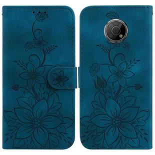 For Nokia G300 Lily Embossed Leather Phone Case(Dark Blue)