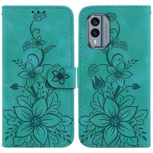 For Nokia X30 Lily Embossed Leather Phone Case(Green)