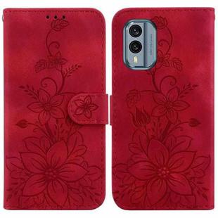 For Nokia X30 Lily Embossed Leather Phone Case(Red)