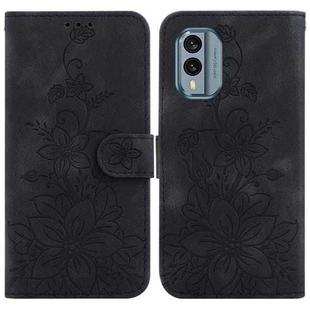 For Nokia X30 Lily Embossed Leather Phone Case(Black)