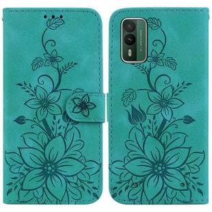 For Nokia XR21 Lily Embossed Leather Phone Case(Green)