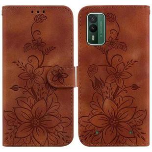 For Nokia XR21 Lily Embossed Leather Phone Case(Brown)