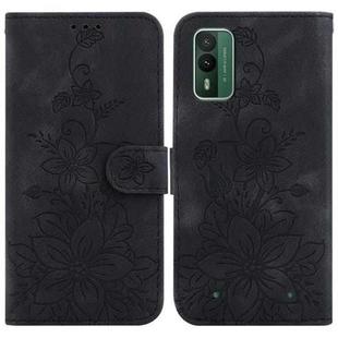 For Nokia XR21 Lily Embossed Leather Phone Case(Black)