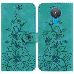For Nokia 1.4 Lily Embossed Leather Phone Case(Green)
