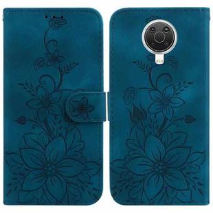 For Nokia G10 / G20 Lily Embossed Leather Phone Case(Dark Blue)