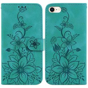 For iPhone SE 2022 / SE 2020 / 8 Lily Embossed Leather Phone Case(Green)