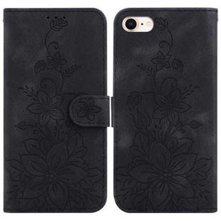 For iPhone SE 2022 / SE 2020 / 8 Lily Embossed Leather Phone Case(Black)