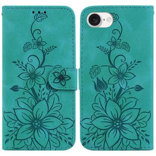 For iPhone SE 2024 Lily Embossed Leather Phone Case(Green)