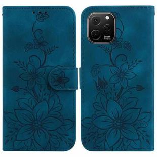 For Huawei nova Y61 / Enjoy 50z Lily Embossed Leather Phone Case(Dark Blue)