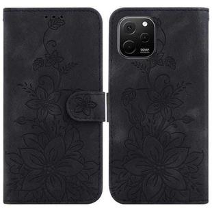 For Huawei nova Y61 / Enjoy 50z Lily Embossed Leather Phone Case(Black)