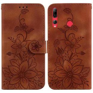 For Huawei P Smart Z Lily Embossed Leather Phone Case(Brown)