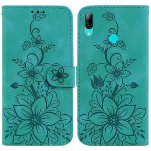 For Huawei P Smart 2019 Lily Embossed Leather Phone Case(Green)