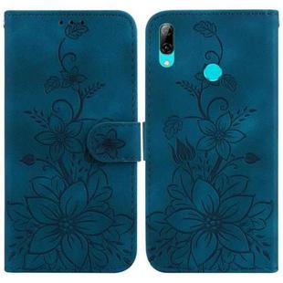 For Huawei P Smart 2019 Lily Embossed Leather Phone Case(Dark Blue)