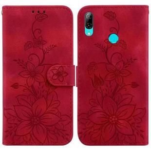 For Huawei P Smart 2019 Lily Embossed Leather Phone Case(Red)