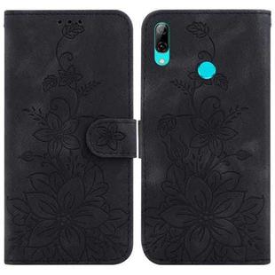 For Huawei P Smart 2019 Lily Embossed Leather Phone Case(Black)