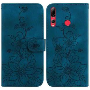 For Huawei P Smart+ 2019 / Enjoy 9s Lily Embossed Leather Phone Case(Dark Blue)