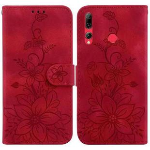 For Huawei P Smart+ 2019 / Enjoy 9s Lily Embossed Leather Phone Case(Red)