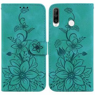 For Huawei P30 Lite / nova 4e Lily Embossed Leather Phone Case(Green)