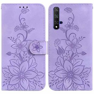 For Huawei nova 5T / Honor 20 Lily Embossed Leather Phone Case(Purple)