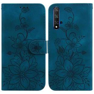 For Huawei nova 5T / Honor 20 Lily Embossed Leather Phone Case(Dark Blue)