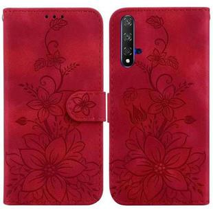 For Huawei nova 5T / Honor 20 Lily Embossed Leather Phone Case(Red)