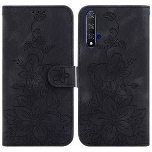 For Huawei nova 5T / Honor 20 Lily Embossed Leather Phone Case(Black)