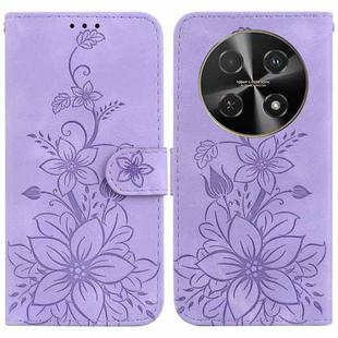 For Huawei nova 12i 4G Global Lily Embossed Leather Phone Case(Purple)