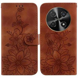 For Huawei nova 12i 4G Global Lily Embossed Leather Phone Case(Brown)