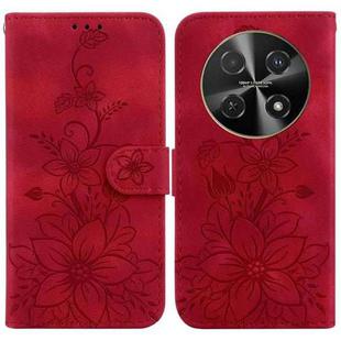 For Huawei nova 12i 4G Global Lily Embossed Leather Phone Case(Red)