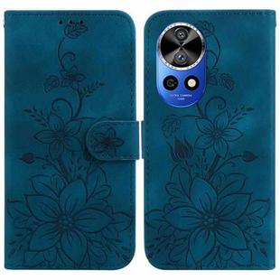 For Huawei nova 12 Pro Lily Embossed Leather Phone Case(Dark Blue)