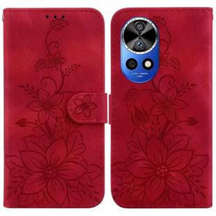 For Huawei nova 12 Pro Lily Embossed Leather Phone Case(Red)