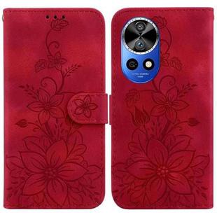 For Huawei nova 12 Ultra Lily Embossed Leather Phone Case(Red)