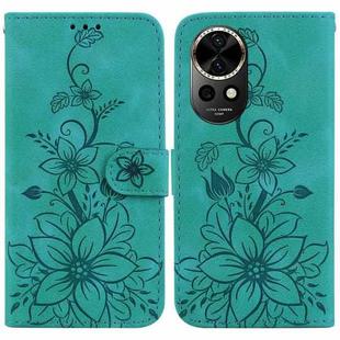 For Huawei nova 12 Lily Embossed Leather Phone Case(Green)