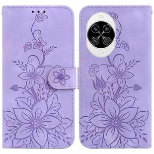 For Huawei nova 14 Lily Embossed Leather Phone Case(Purple)