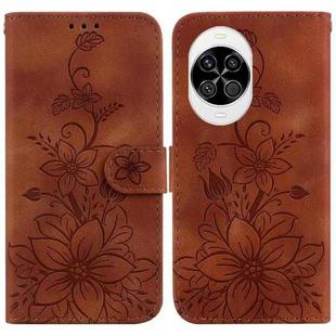 For Huawei nova 14 Lily Embossed Leather Phone Case(Brown)