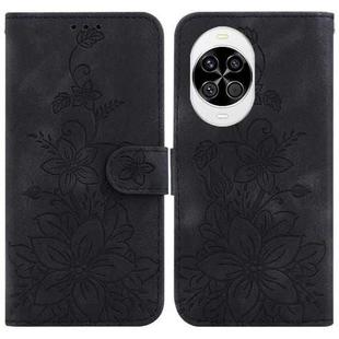 For Huawei nova 14 Lily Embossed Leather Phone Case(Black)