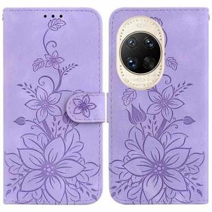 For Huawei nova 14 Ultra Lily Embossed Leather Phone Case(Purple)