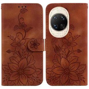 For Huawei nova 14 Ultra Lily Embossed Leather Phone Case(Brown)