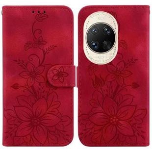 For Huawei nova 14 Ultra Lily Embossed Leather Phone Case(Red)