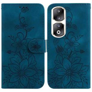 For Honor 90 Pro Lily Embossed Leather Phone Case(Dark Blue)