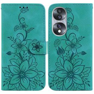 For Honor 70 Lily Embossed Leather Phone Case(Green)