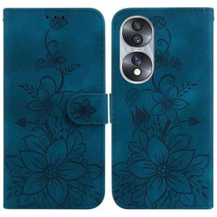 For Honor 70 Lily Embossed Leather Phone Case(Dark Blue)