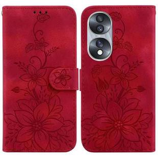 For Honor 70 Lily Embossed Leather Phone Case(Red)