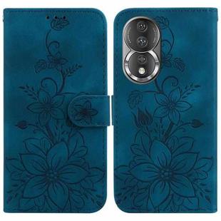 For Honor 80 Lily Embossed Leather Phone Case(Dark Blue)