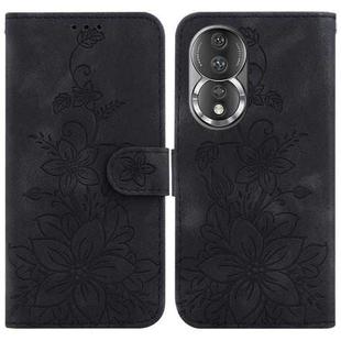 For Honor 80 Lily Embossed Leather Phone Case(Black)