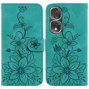 For Honor 80 Pro Lily Embossed Leather Phone Case(Green)