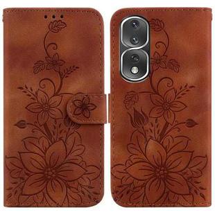 For Honor 80 Pro Lily Embossed Leather Phone Case(Brown)