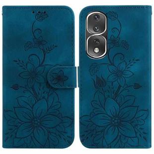 For Honor 80 Pro Lily Embossed Leather Phone Case(Dark Blue)