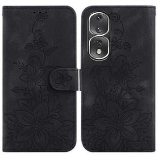 For Honor 80 Pro Lily Embossed Leather Phone Case(Black)