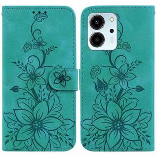 For Honor 80 SE Lily Embossed Leather Phone Case(Green)